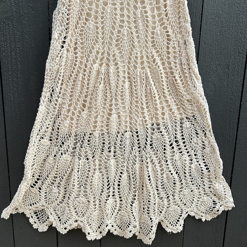 Zara Crochet Boho Fairy Slip Dress Medium Resort Festival Coastal Sheer Midi - Picture 5 of 11